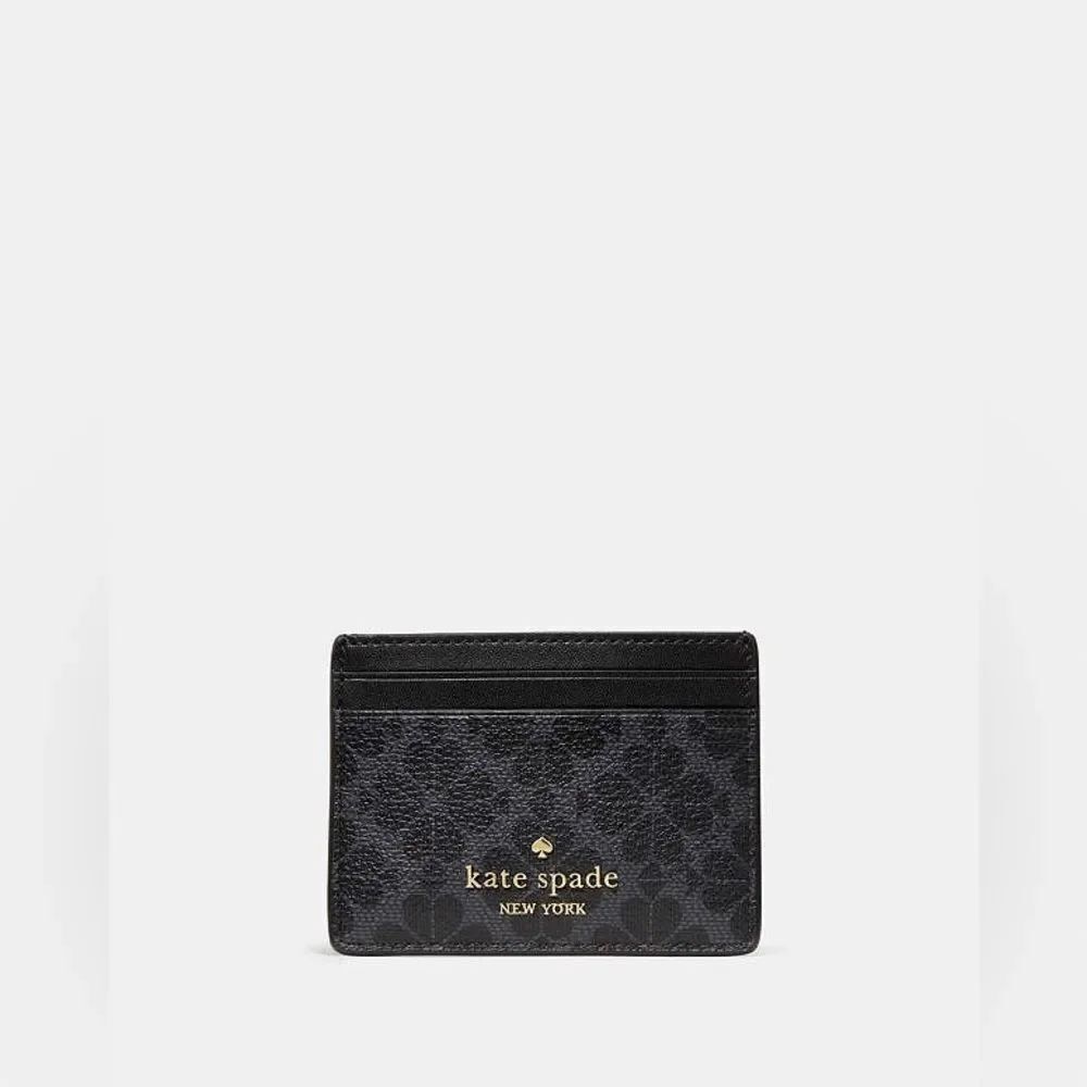 New Kate SpadeโSpade Flower Small Slim Card Holder Black MSRP $89